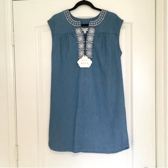 Knox Rose Denim Tunic Embroidered Shift Dress NEW - Picture 4 of 4